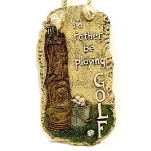 Ceramic I’d Rather Be Playing Golf Wall Hanging Door Decor Fathers Day Dad Clubs
